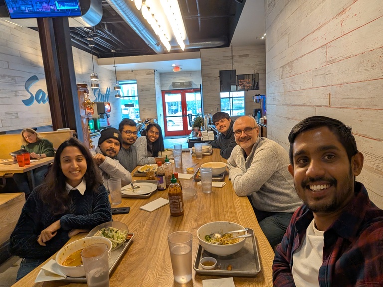 Group lunch to welcome our new member, Janak