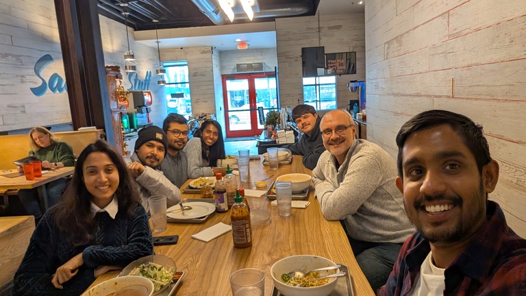 Group lunch to welcome our new member, Janak